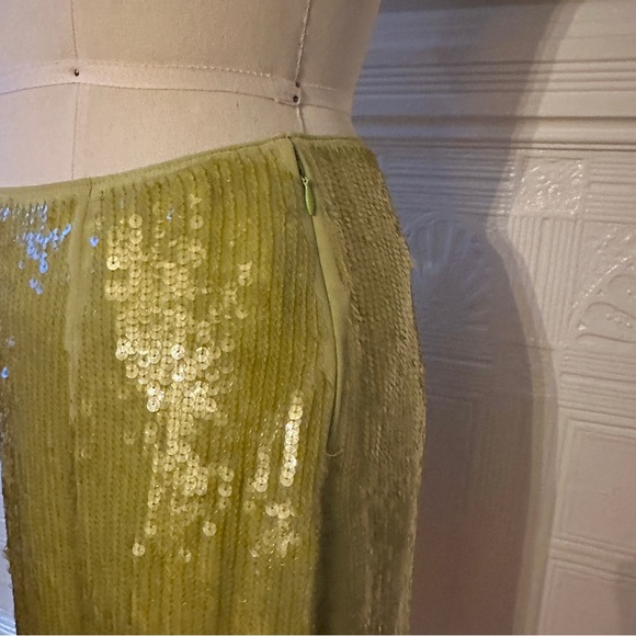 Rachel Roy Lime Green, Drop Waist Sequin Mini Skirt - Y2K Gah Rave Holiday Party - Picture 4 of 11